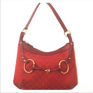 Gucci GG Supreme Canvas Hobo, Gold Horsebit buckle